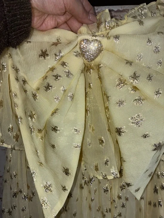 LoveShackFancy Ronny Metallic Star Maxi Dress in Sunflower Size 0 - Picture 8 of 12